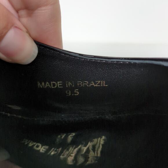 LARROUDE Black Patent Leather Olivia Platform Mary Jane Pump Chunky Women's 9.5 - Picture 9 of 9